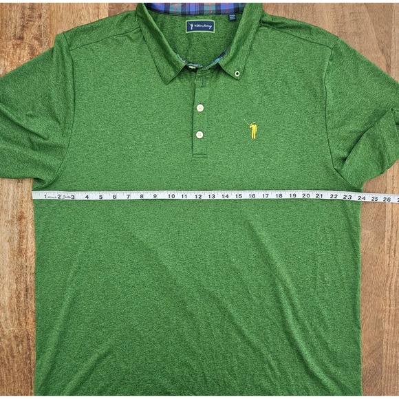 William Murray Golf Polo Shirt XL Green Plaid Collar Athletic Stretch - Picture 2 of 7